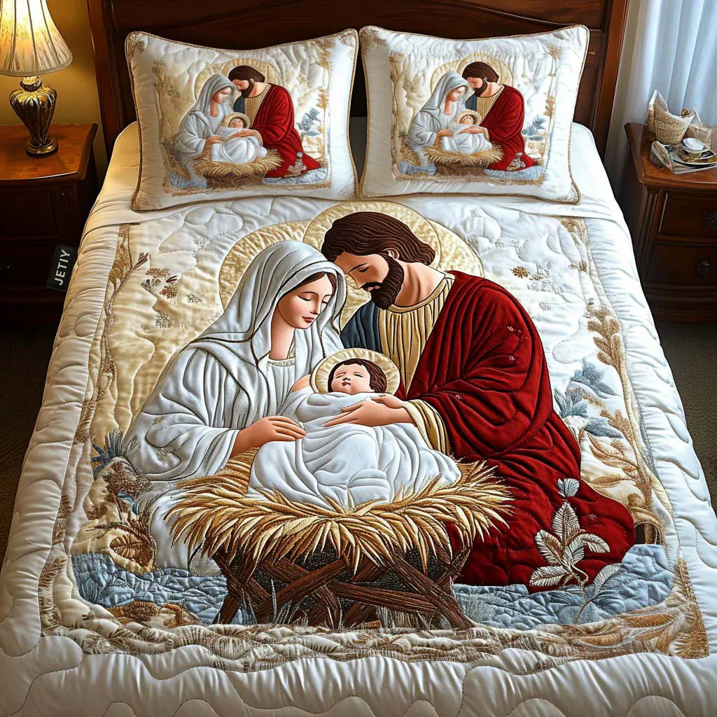 Quiltet Sengesæt 3 Dele – Santa Claus Magic World