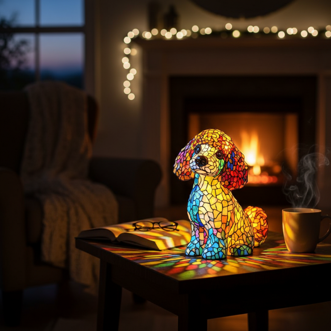 Kunstlampe i Glasmosaik – Graceful Poodle