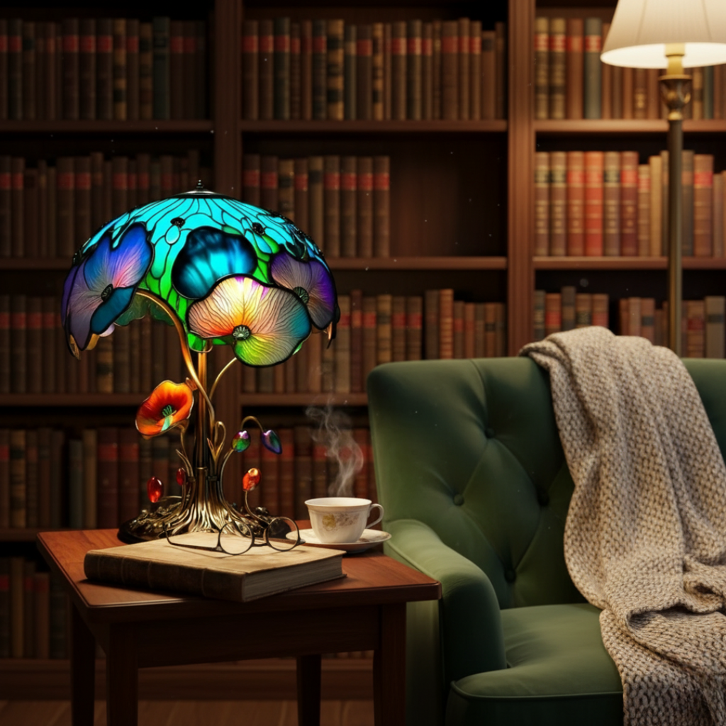 Kunstlampe i Glasmosaik – Bohemian Mushroom Lamp Floral