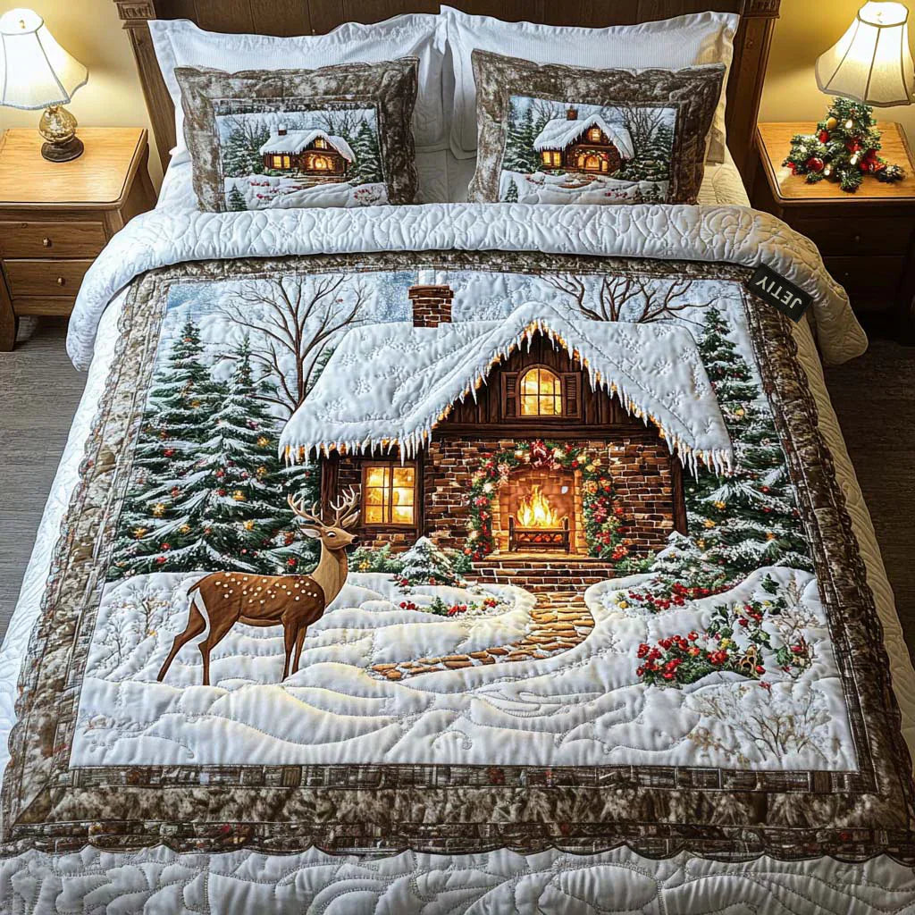 Quiltet Sengesæt 3 Dele – Fluffy Cabin
