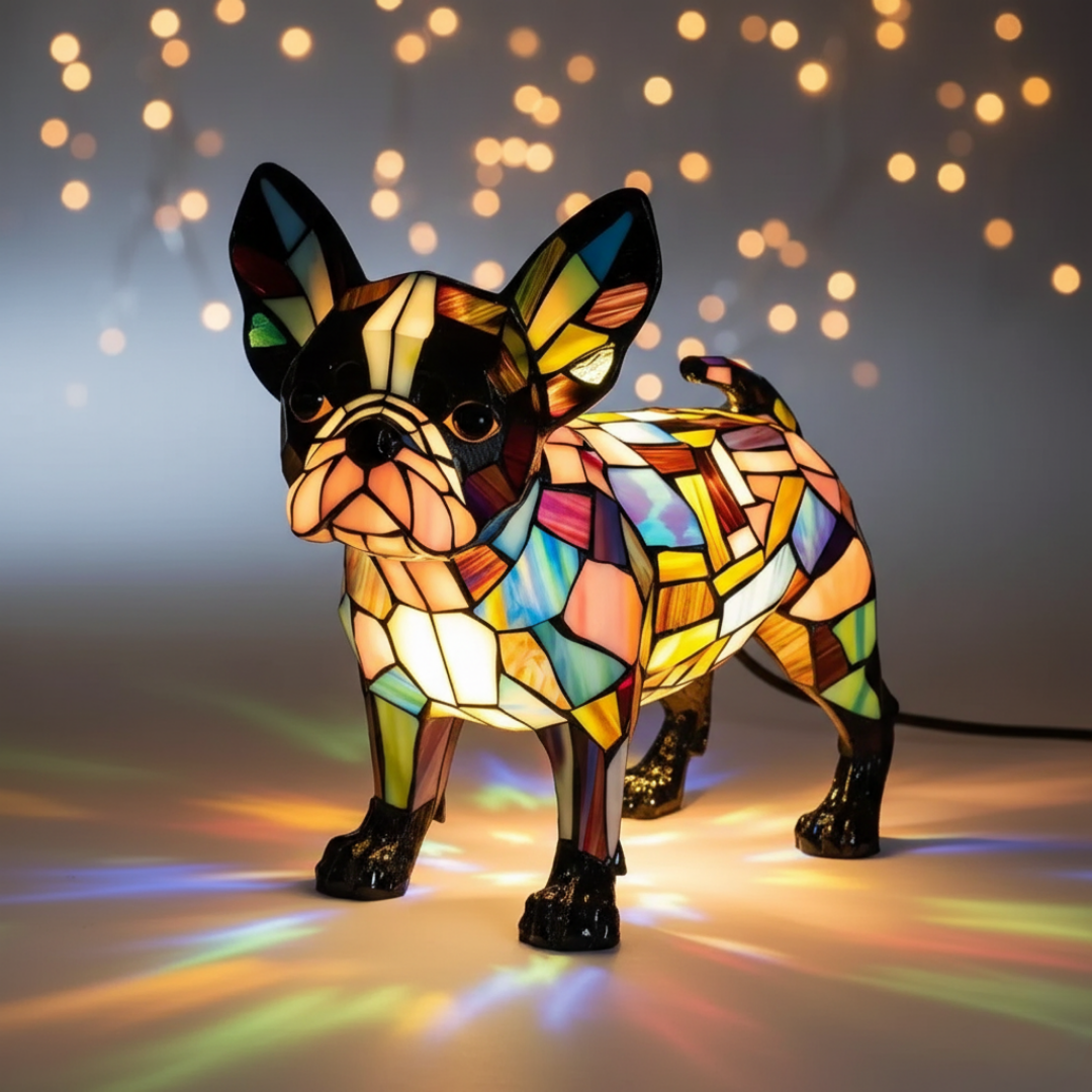 Kunstlampe i Glasmosaik – Boston Terrier – Elegant