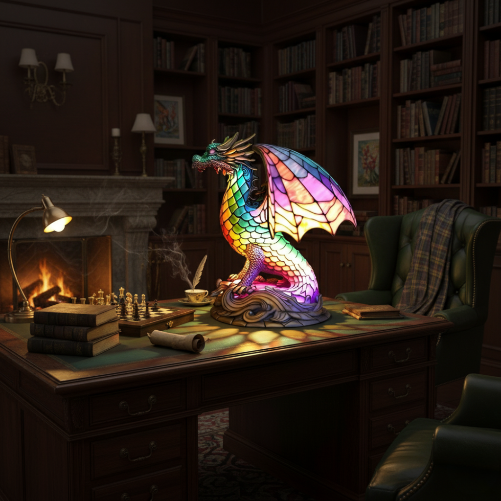 Kunstlampe i Glasmosaik – Enchanting Dragon