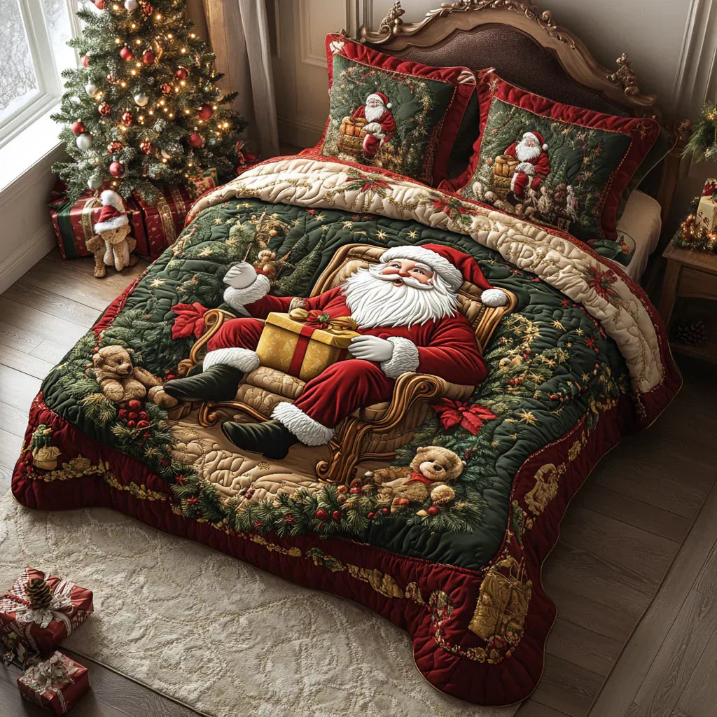 Quiltet Sengesæt 3 Dele – Santa Claus Charm