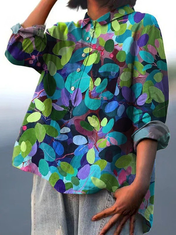 Lotte | Afslappet bluse til kvinder med skovkunstprint