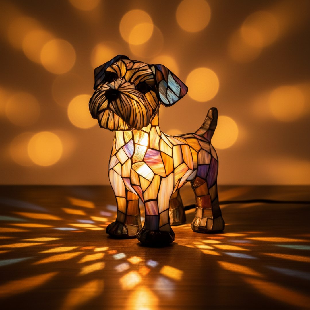 Kunstlampe i Glasmosaik – Terrier