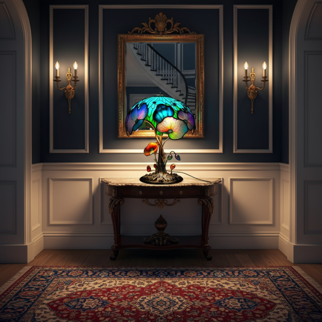 Kunstlampe i Glasmosaik – Bohemian Mushroom Lamp Floral