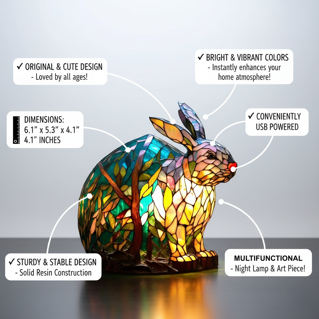 Kunstlampe i Glasmosaik – Cheerful Rabbit