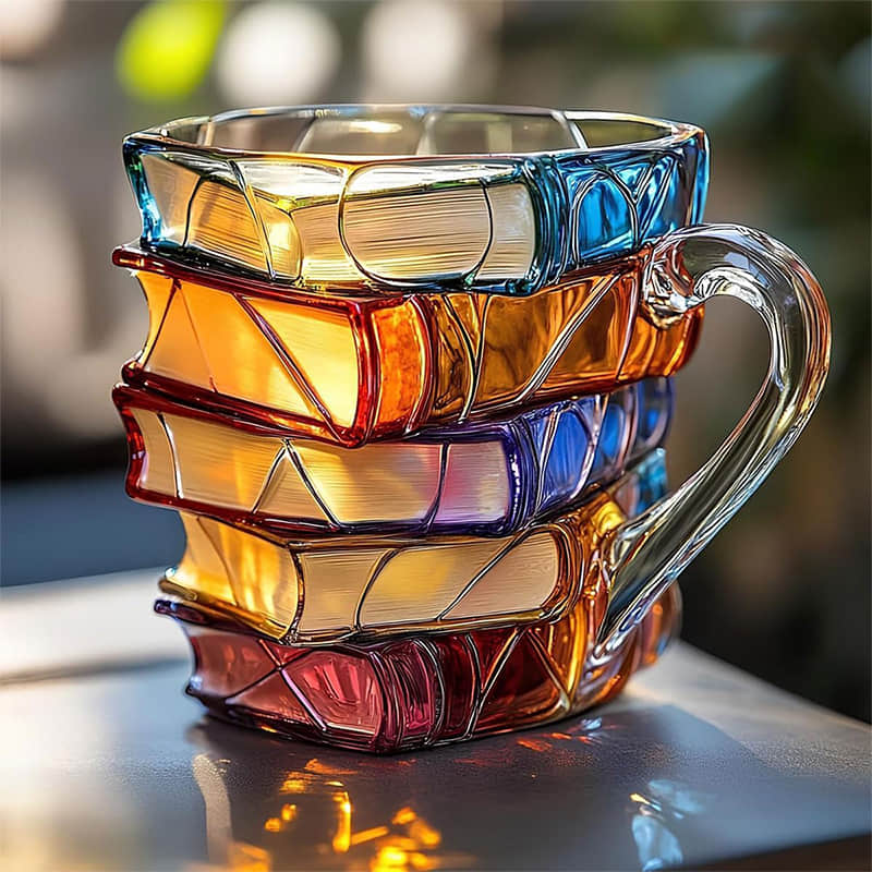 Kunstlampe i Glasmosaik – 3D Book Mug – Special Gift