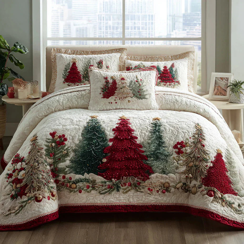 Quiltet Sengesæt 3 Dele – Winter Wonder！