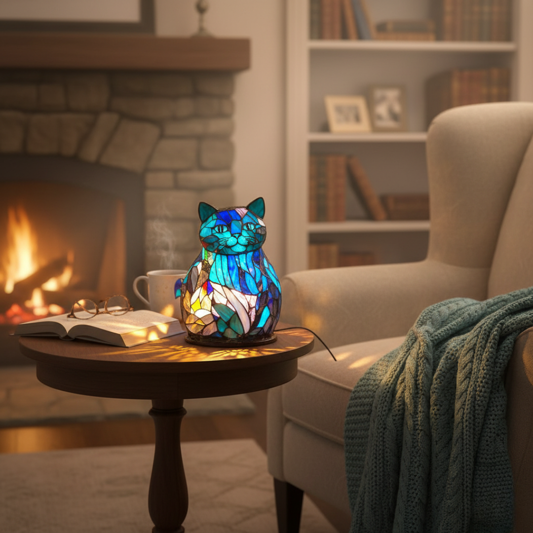 Kunstlampe i Glasmosaik – Garfield – Enchanting Cat