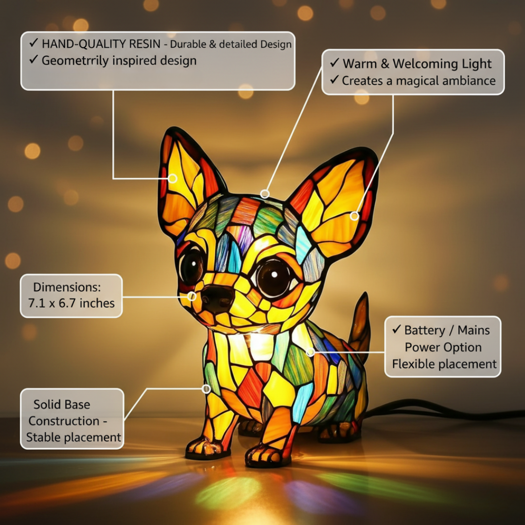 Kunstlampe i Glasmosaik – Love Chihuahua – Hanging