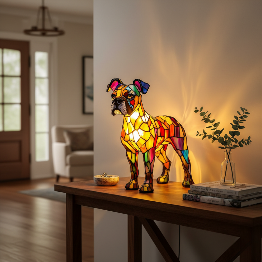 Kunstlampe i Glasmosaik – Fantastic Boxer