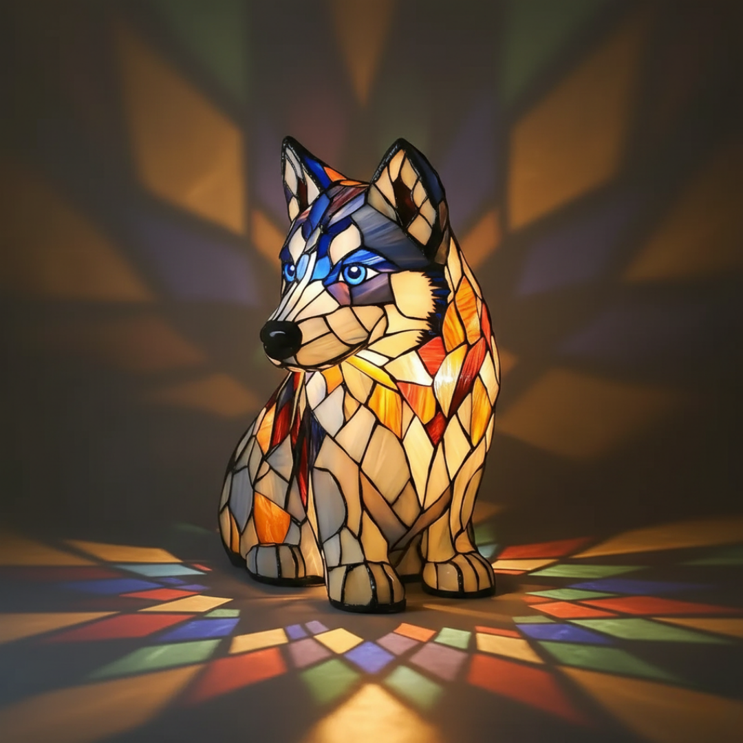 Kunstlampe i Glasmosaik – Polar Husky