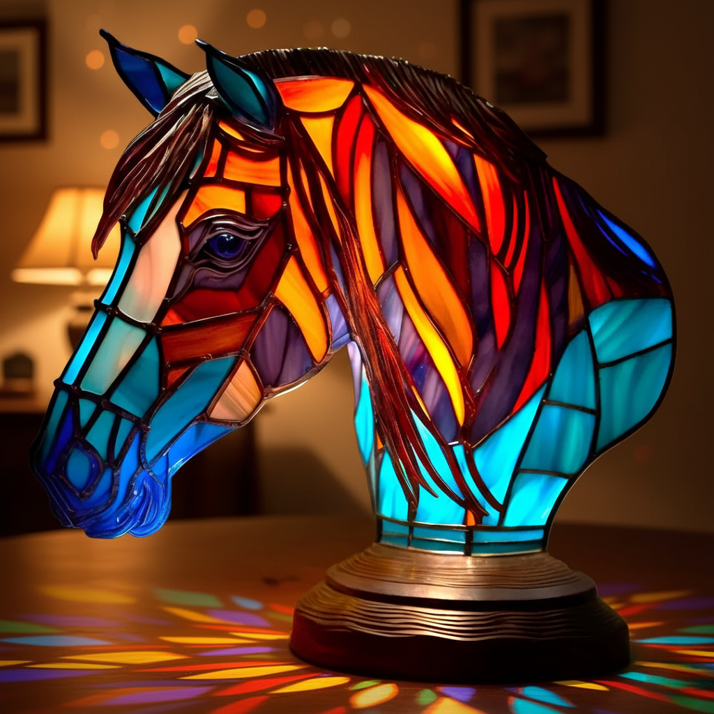 Kunstlampe i Glasmosaik – Enchanting Horse