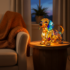 Kunstlampe i Glasmosaik – Shining Dachshund