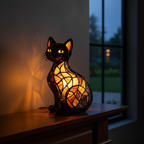 Kunstlampe i Glasmosaik – NightShining Cat