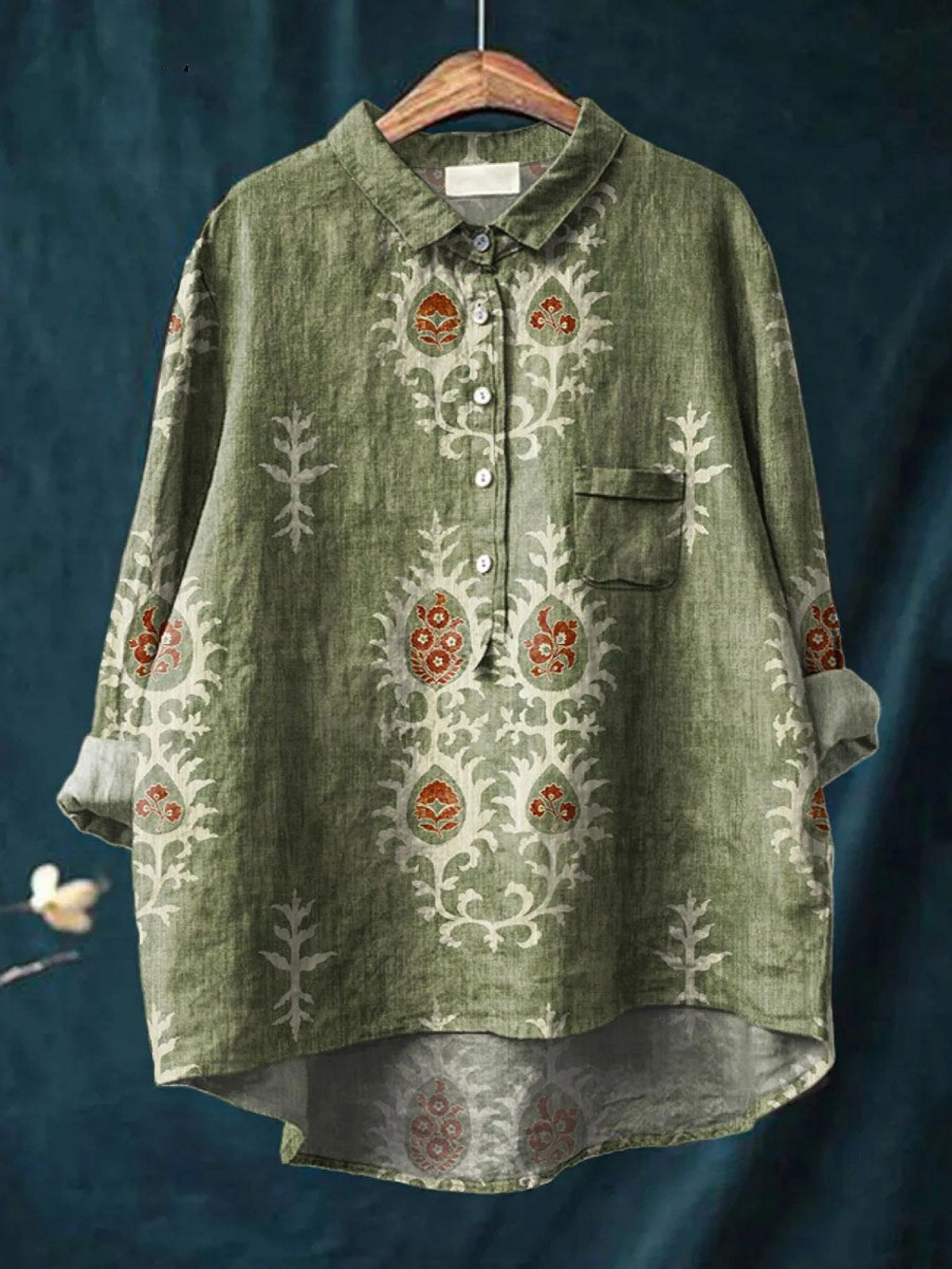 Rose | Afslappet bluse til kvinder med etnisk vintage blomsterdesign