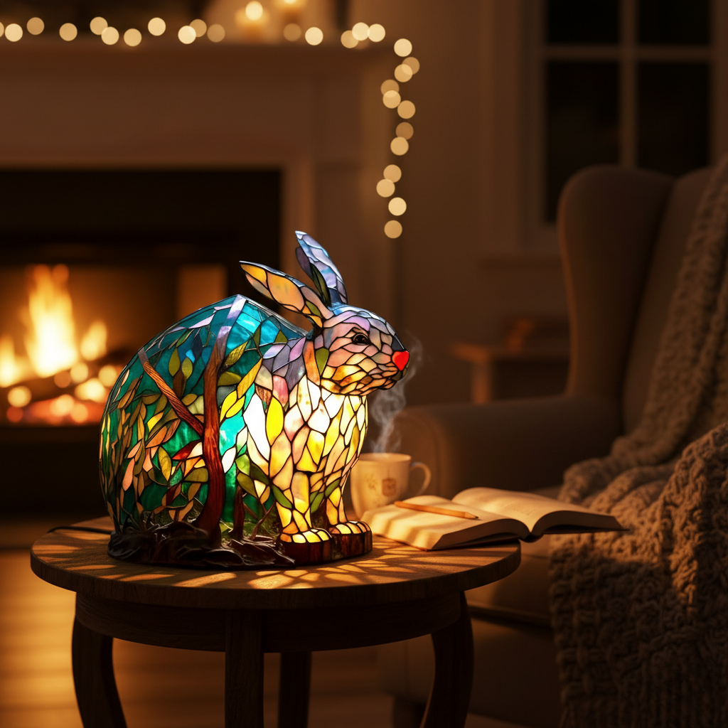 Kunstlampe i Glasmosaik – Cheerful Rabbit