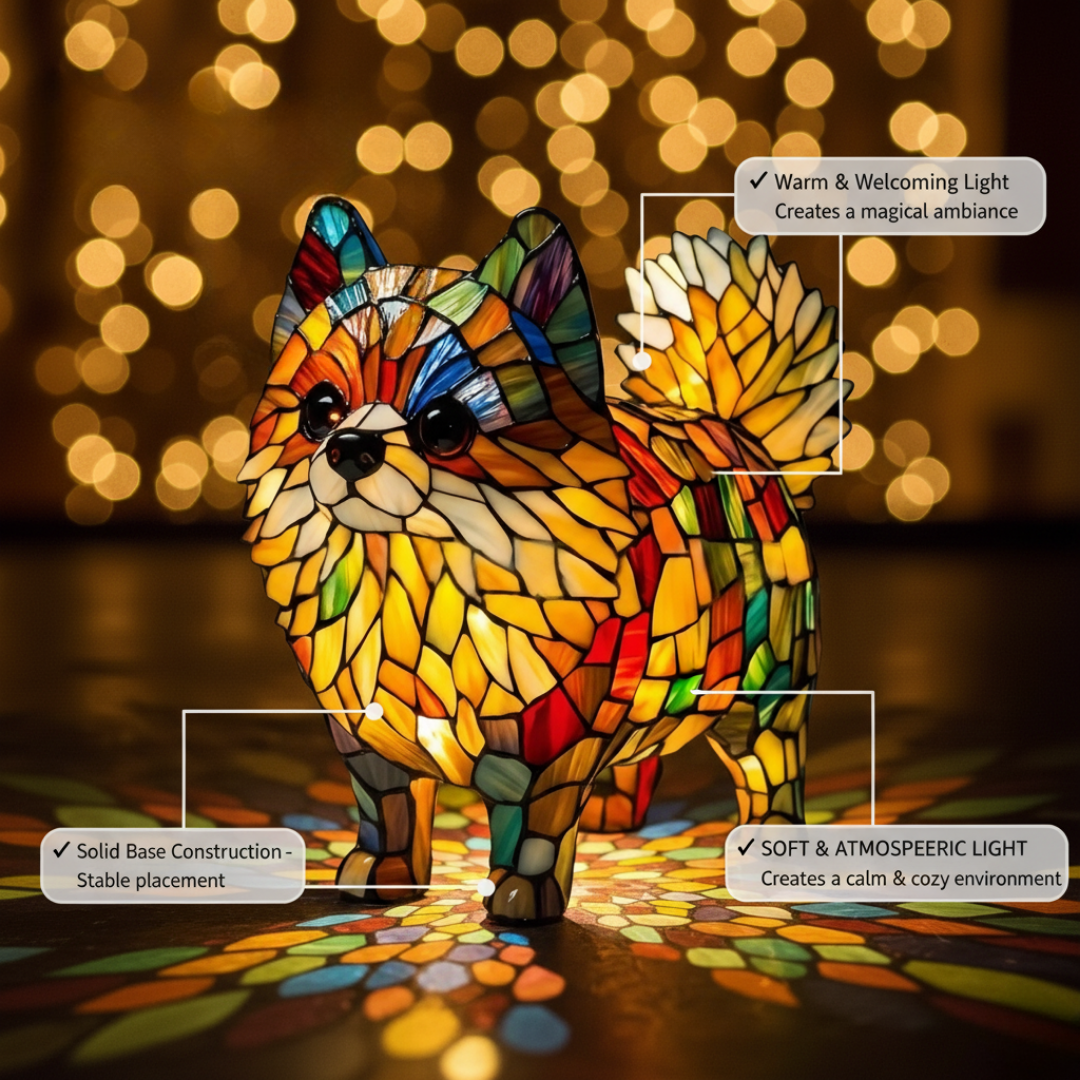 Kunstlampe i Glasmosaik – Cheerful Pomeranian