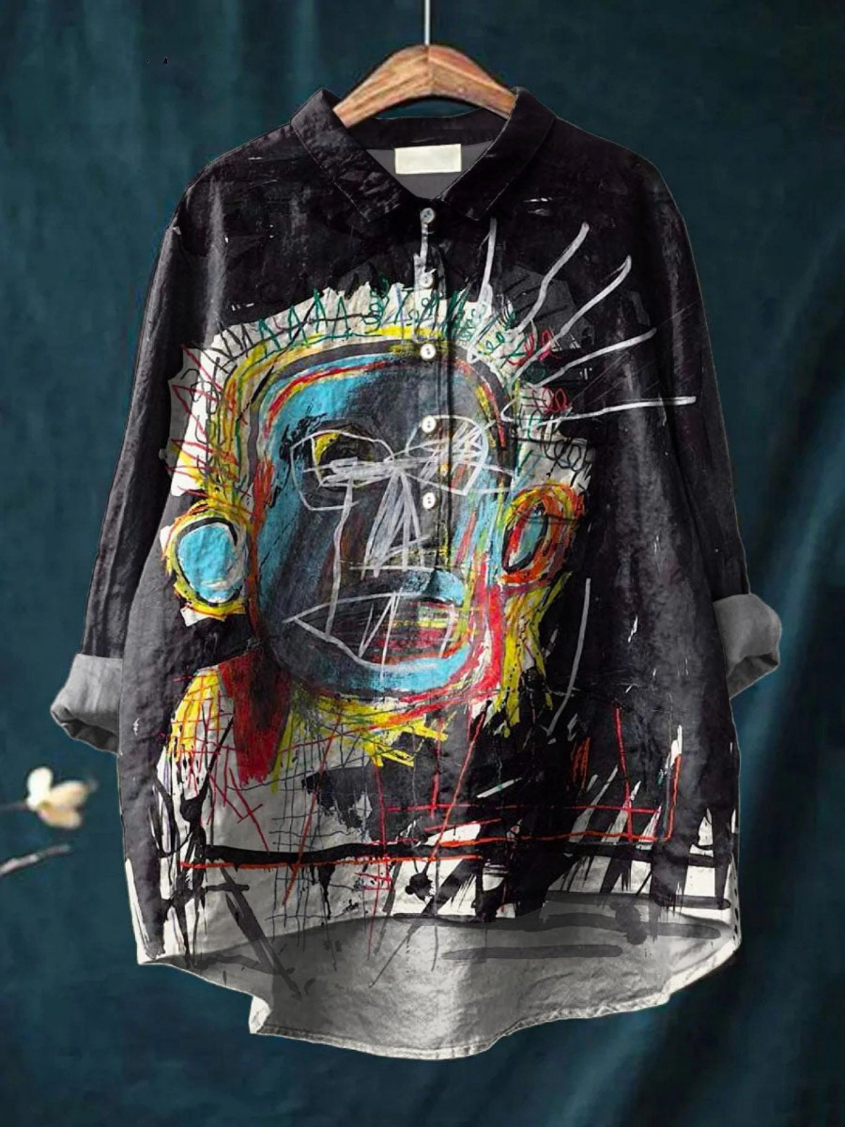 Åse | Bluse i løs pasform med abstrakt vintagekunst