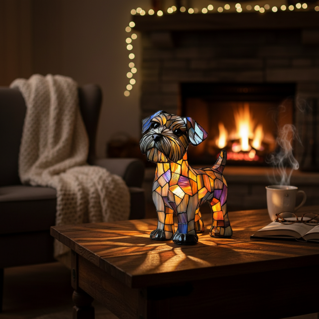 Kunstlampe i Glasmosaik – Terrier