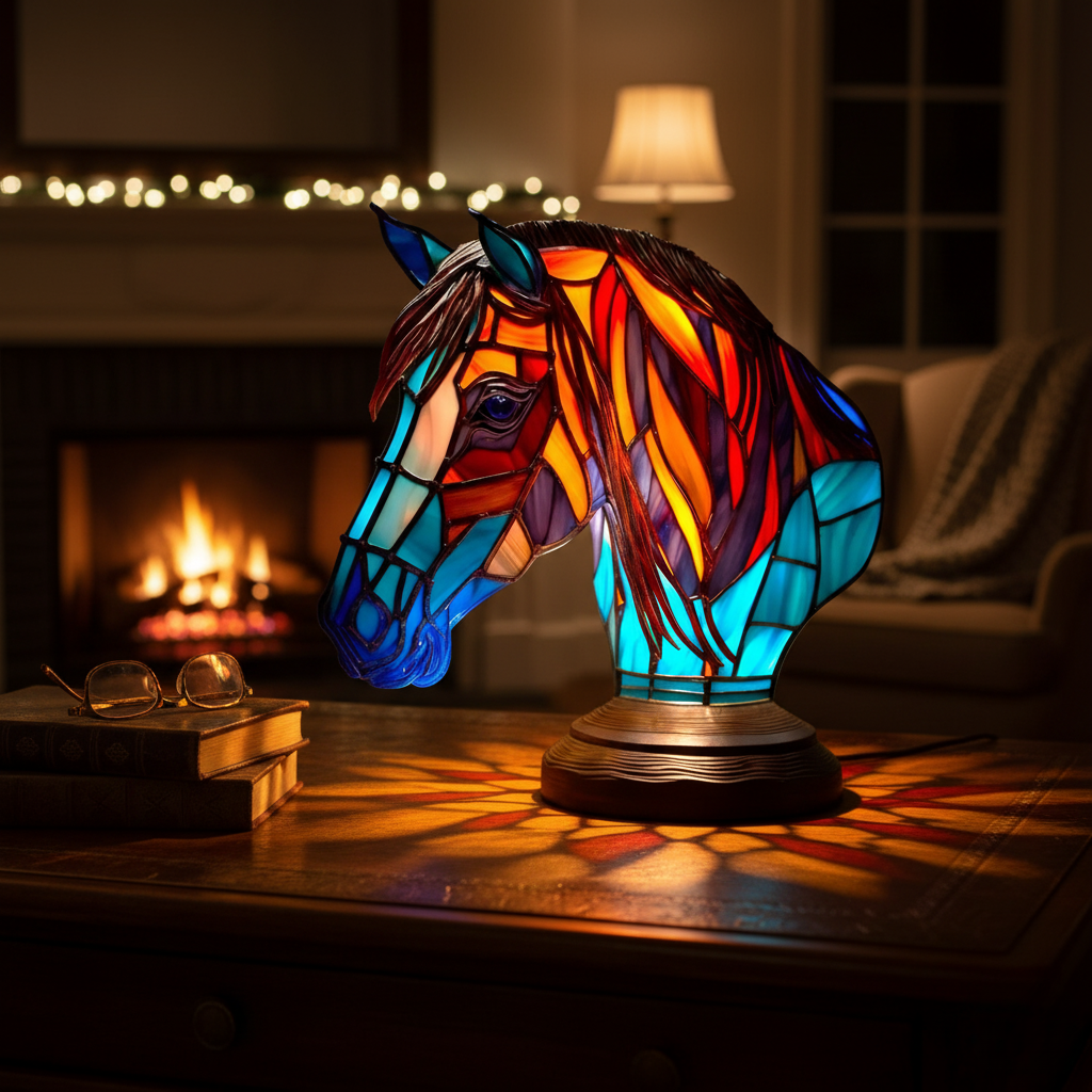 Kunstlampe i Glasmosaik – Enchanting Horse