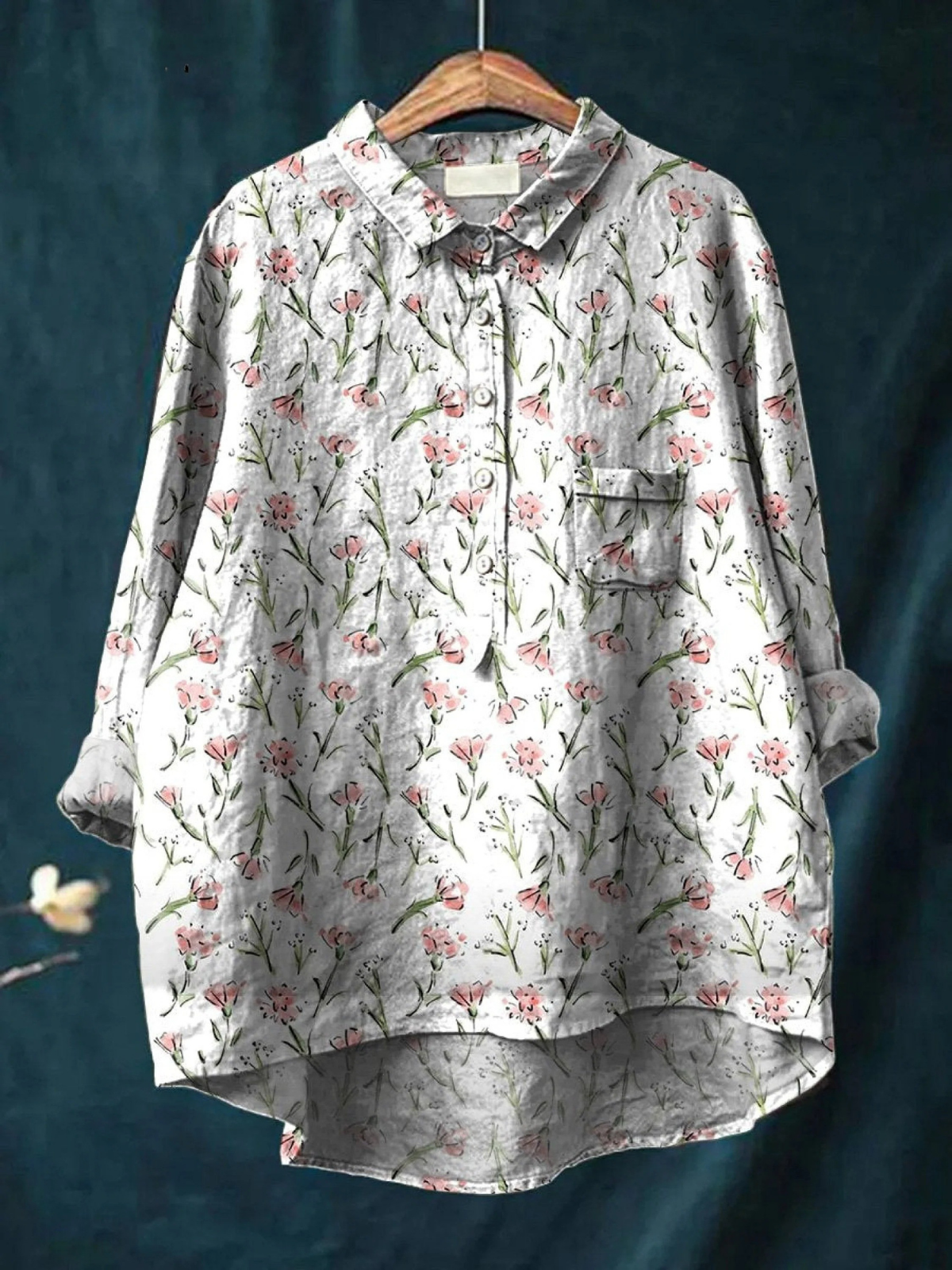 Rosemarie | Afslappet bluse til kvinder med lyserødt blomsterdesign til foråret
