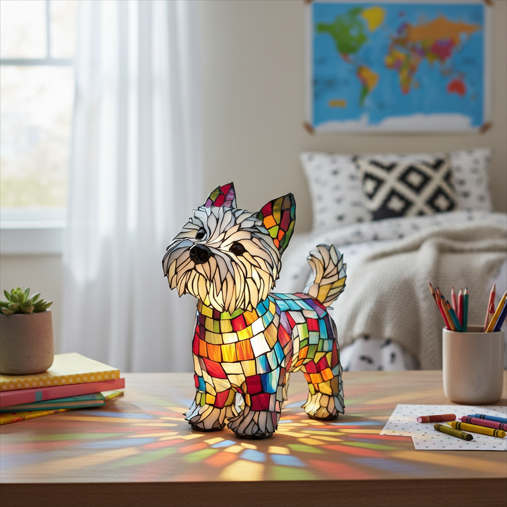Kunstlampe i Glasmosaik – Kiko – Enchanting Dog