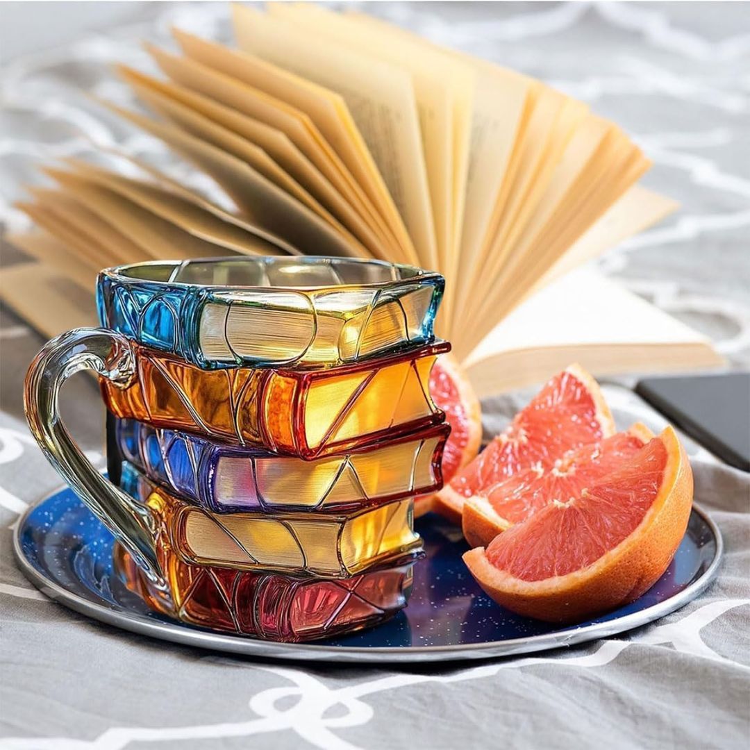 Kunstlampe i Glasmosaik – 3D Book Mug – Special Gift