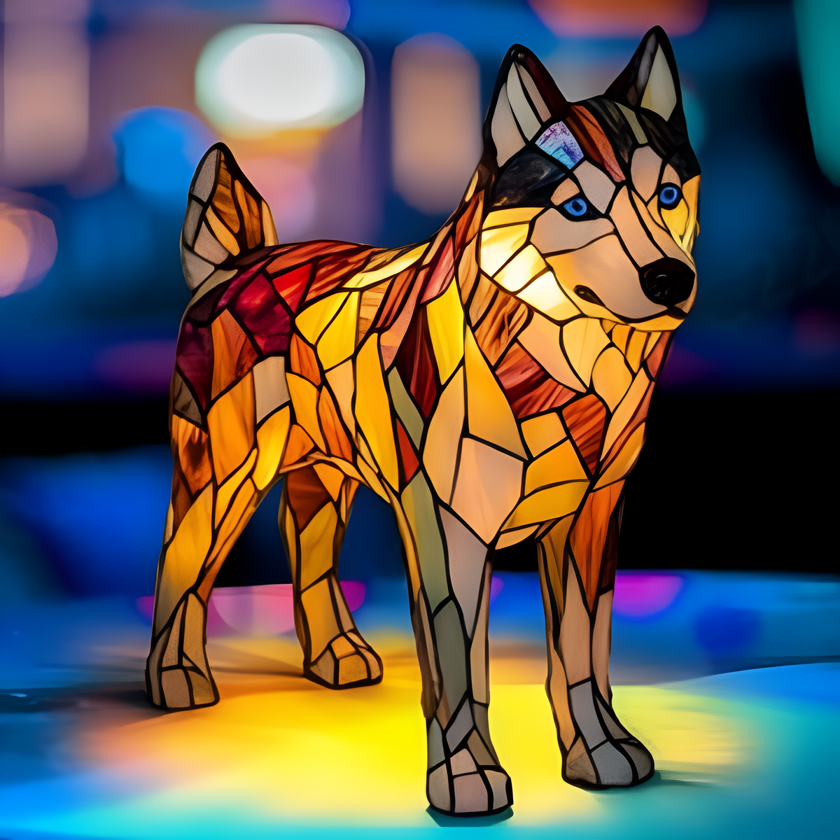 Kunstlampe i Glasmosaik – Enchanting Dog