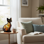 Kunstlampe i Glasmosaik – NightShining Cat
