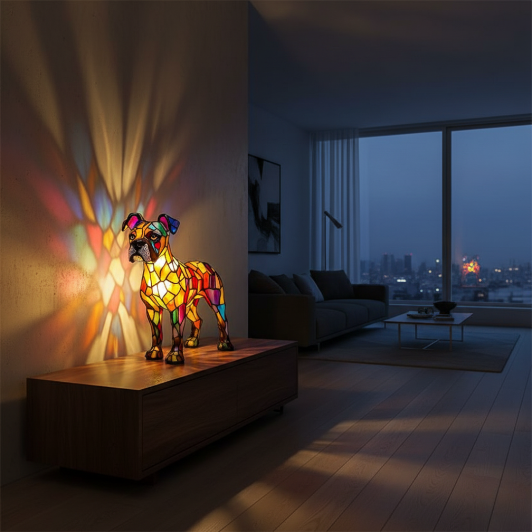 Kunstlampe i Glasmosaik – Fantastic Boxer
