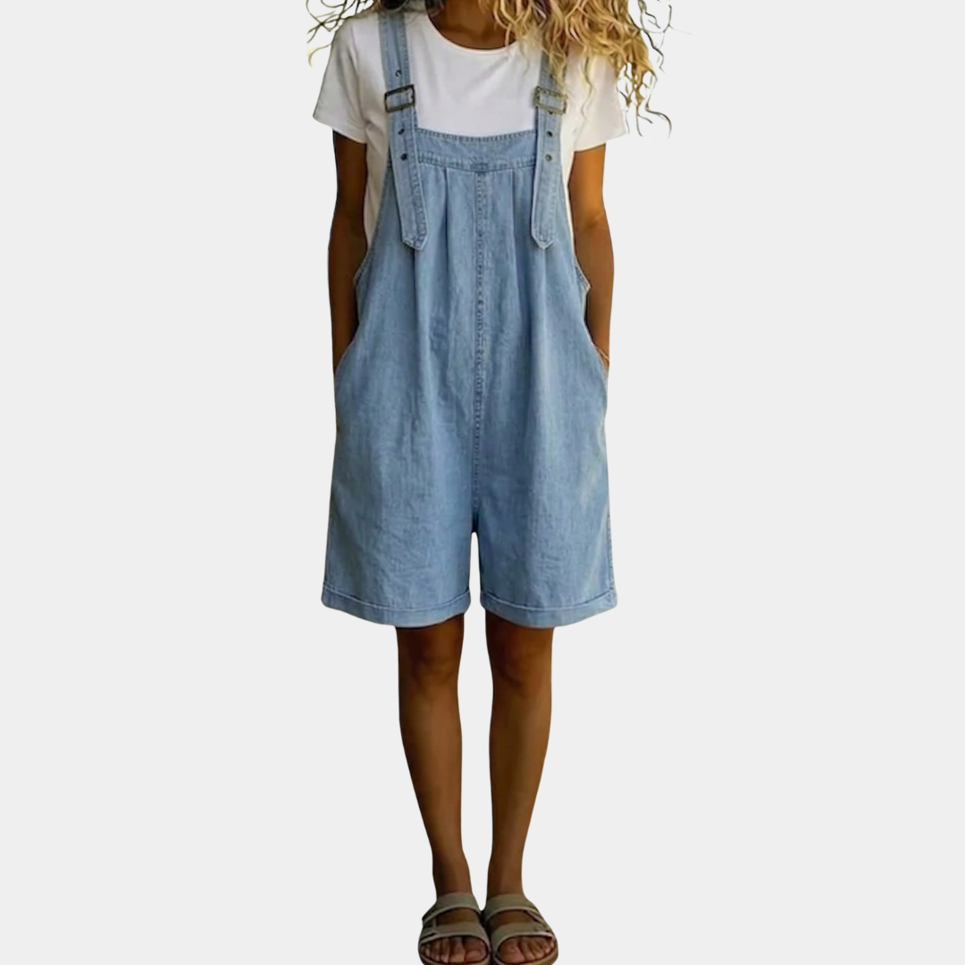Charlotte – Kort buksedragt i denim med blød bomuldsfornemmelse