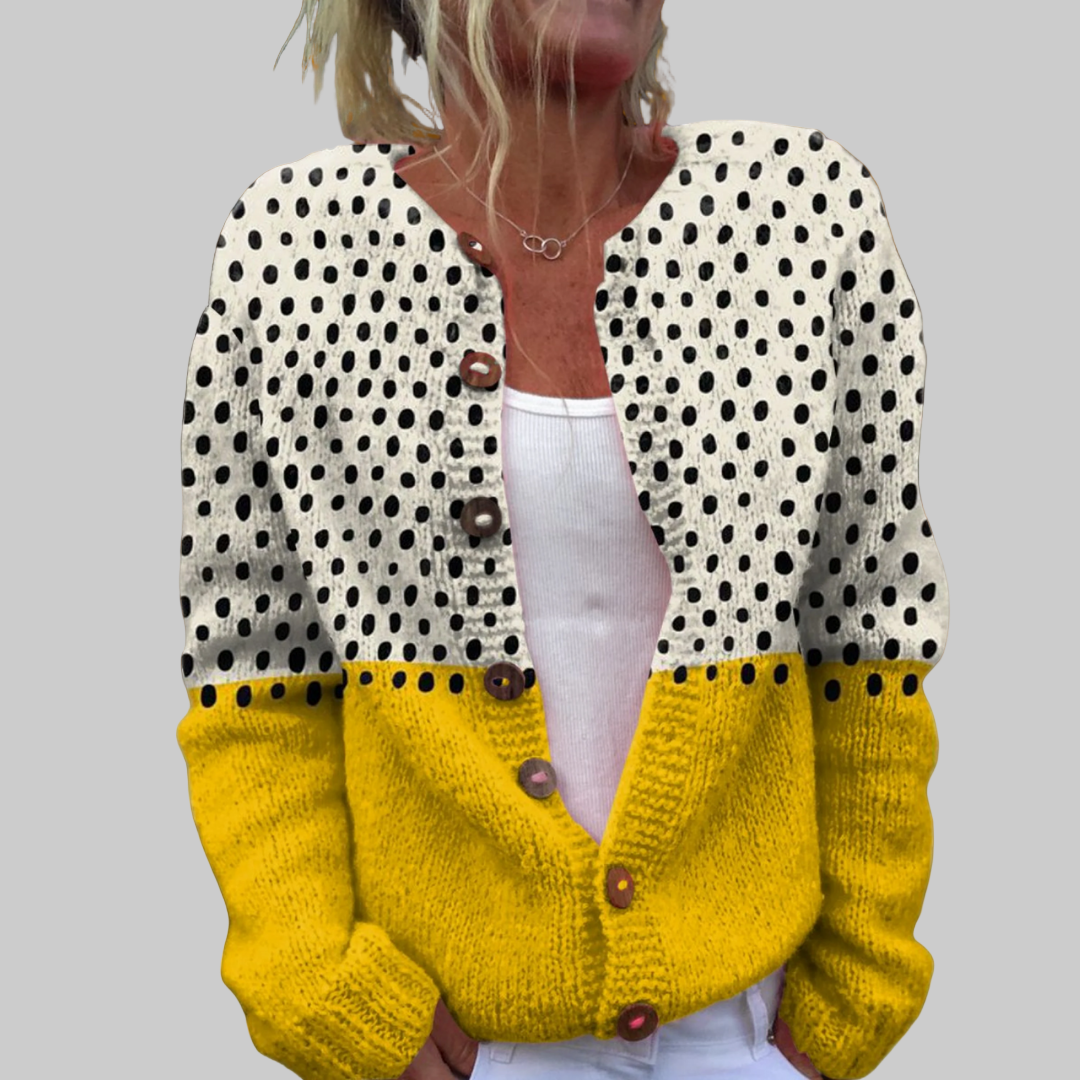 Mette | Prikket cardigan i sennepsgul