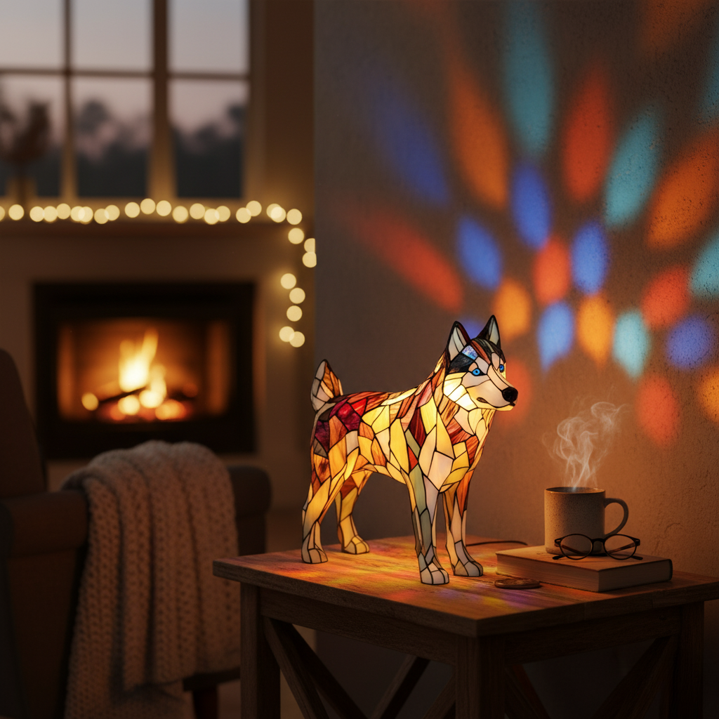 Kunstlampe i Glasmosaik – Enchanting Dog