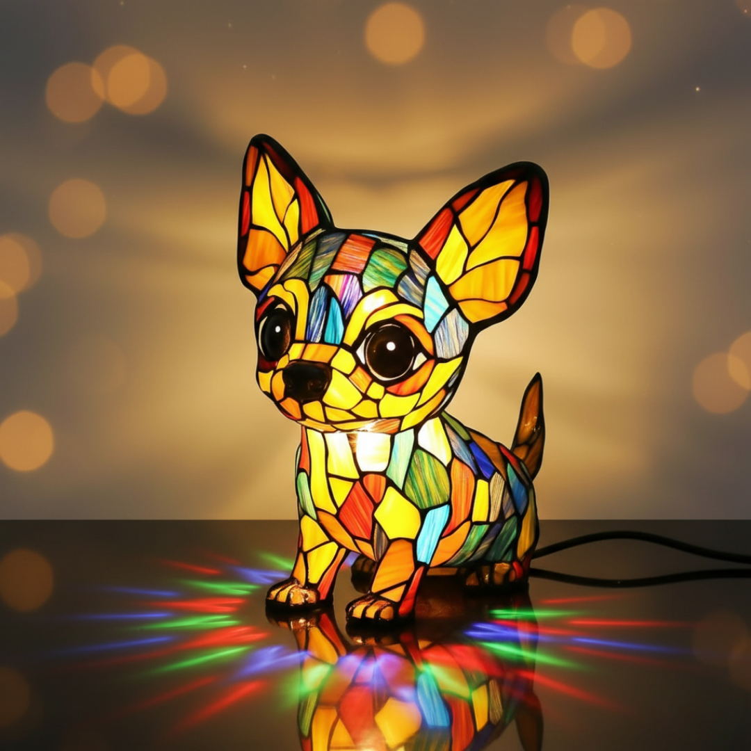 Kunstlampe i Glasmosaik – Love Chihuahua – Hanging