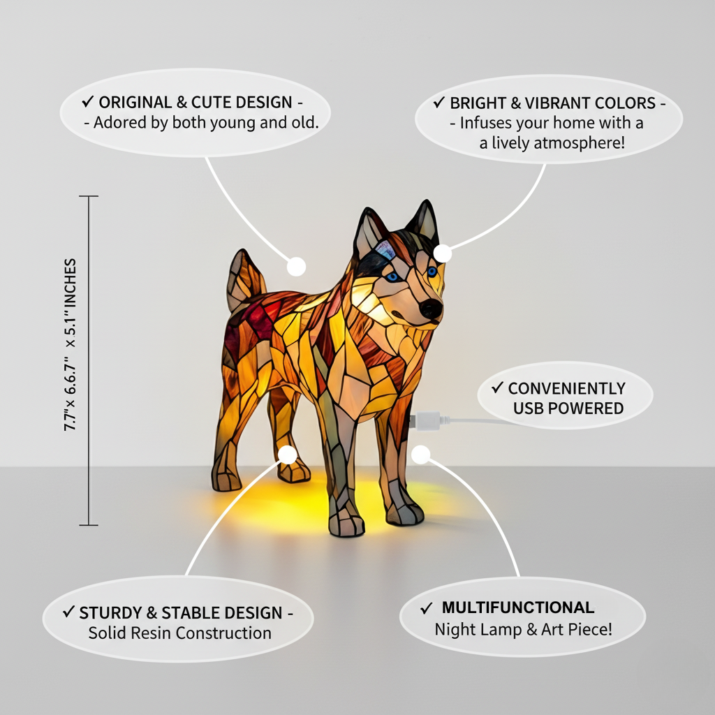 Kunstlampe i Glasmosaik – Enchanting Dog