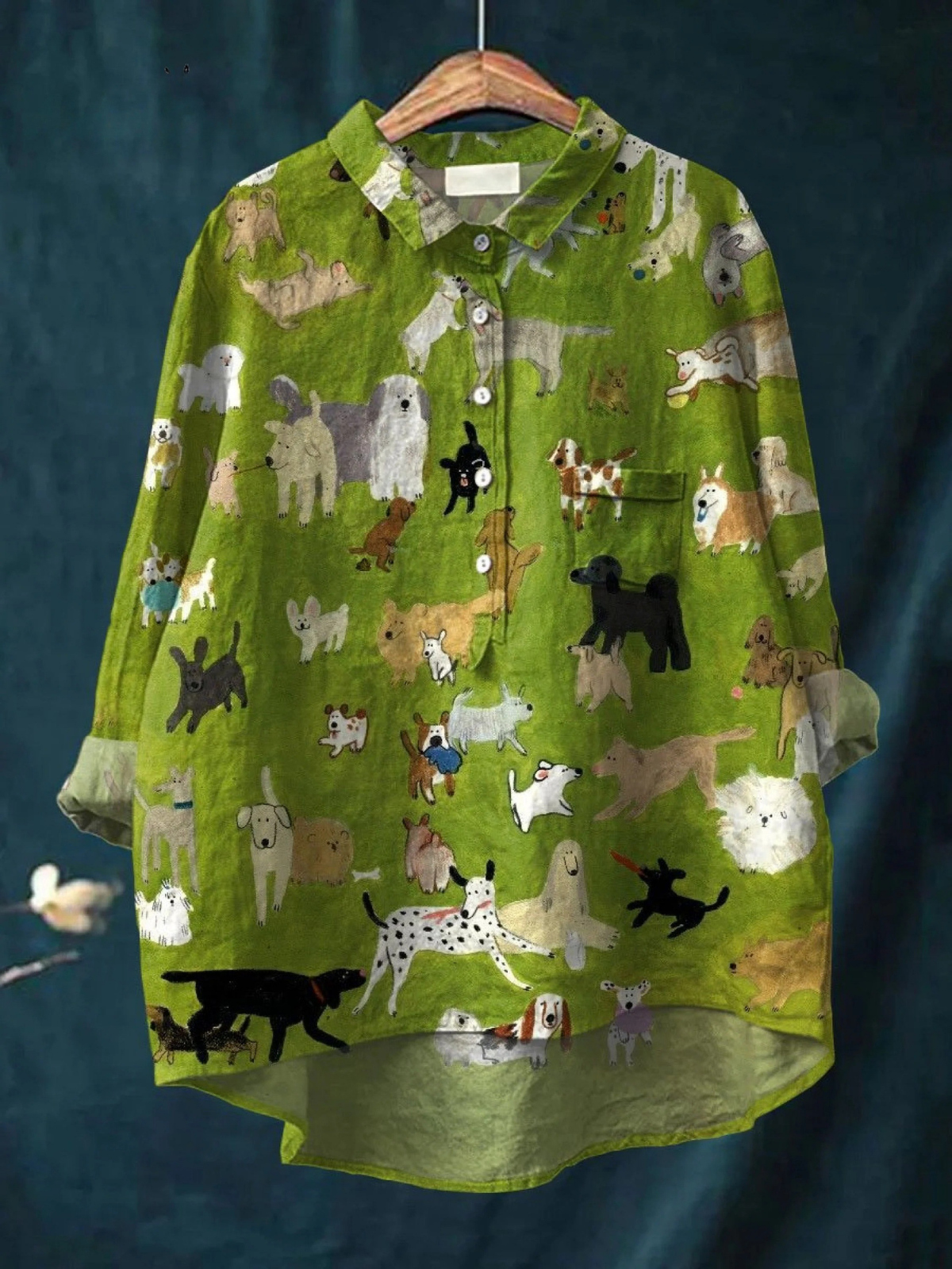 Rosemarie | Bluse i løs pasform med hundekunst