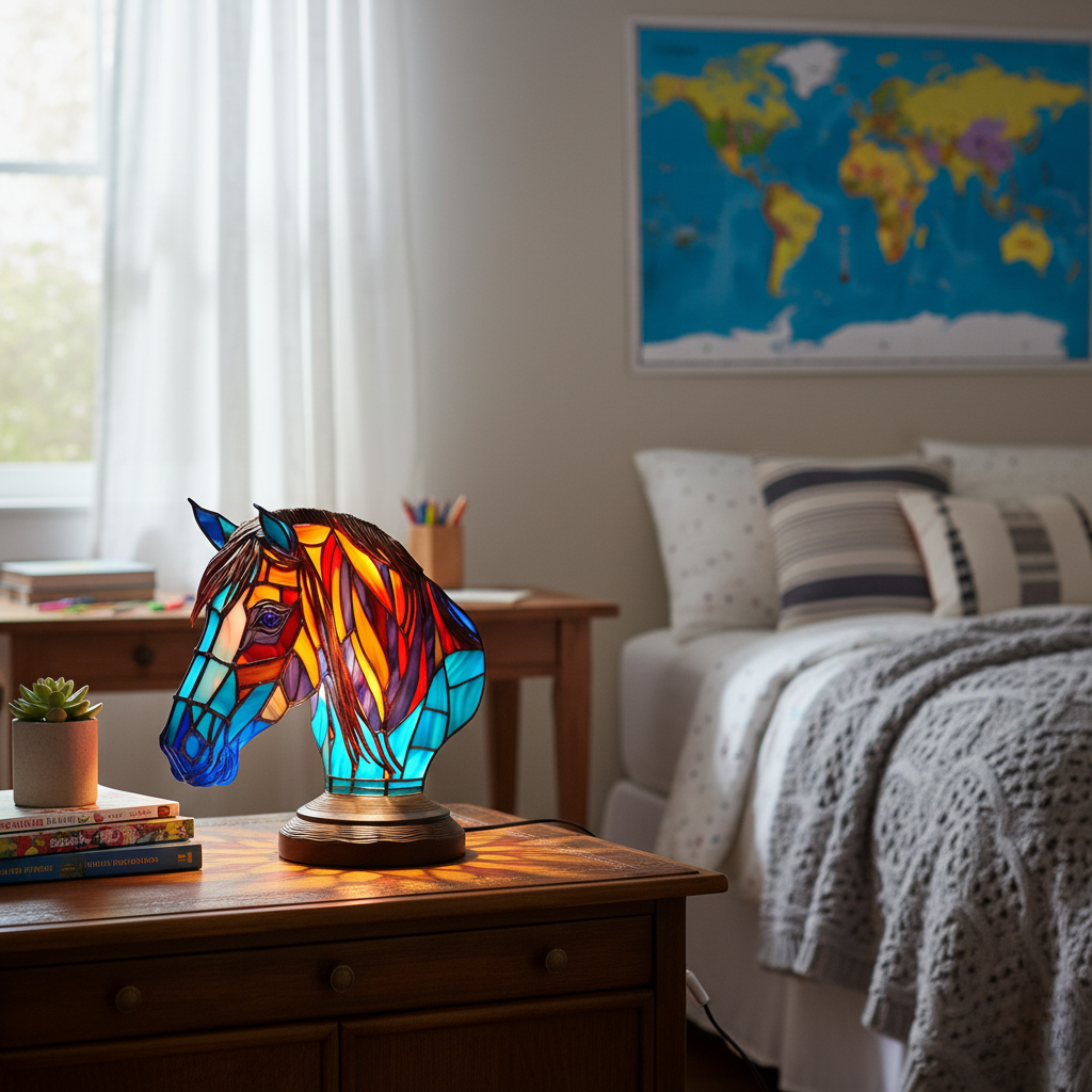 Kunstlampe i Glasmosaik – Enchanting Horse