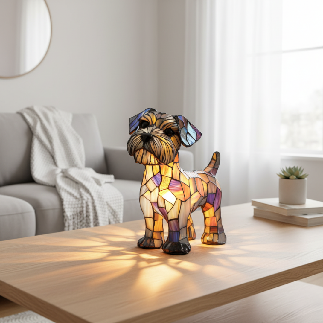Kunstlampe i Glasmosaik – Terrier