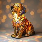 Kunstlampe i Glasmosaik – Golden Retriever