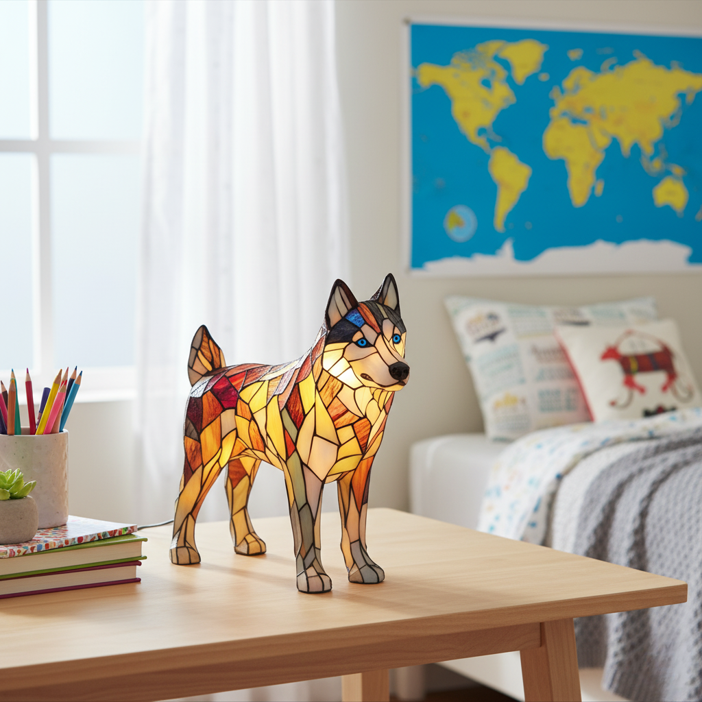 Kunstlampe i Glasmosaik – Enchanting Dog