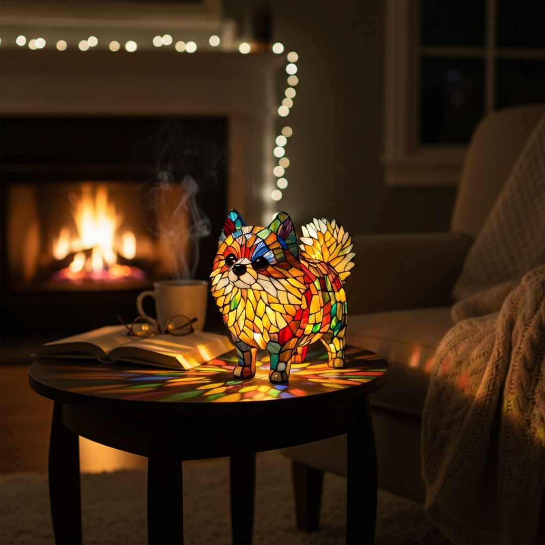 Kunstlampe i Glasmosaik – Cheerful Pomeranian