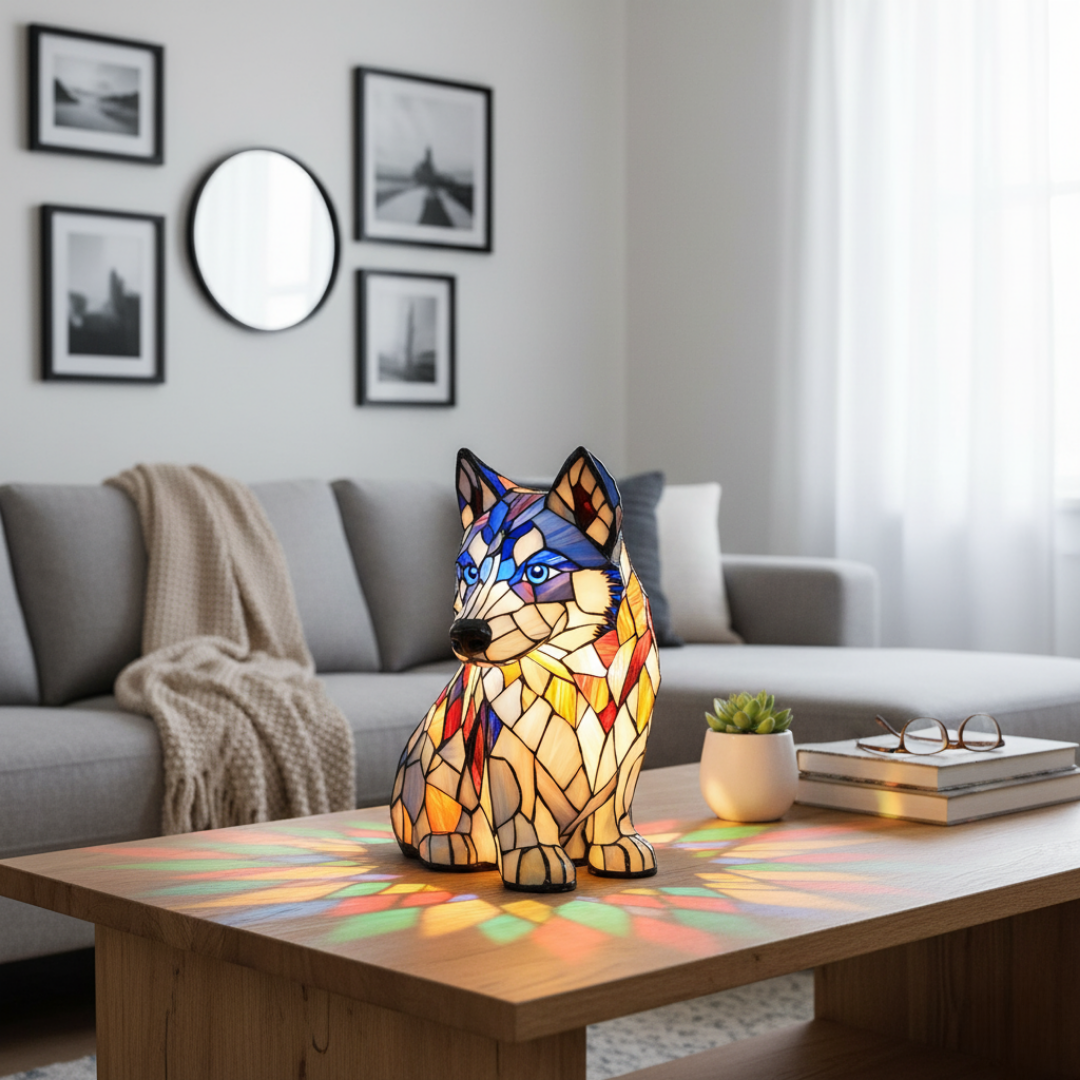Kunstlampe i Glasmosaik – Polar Husky