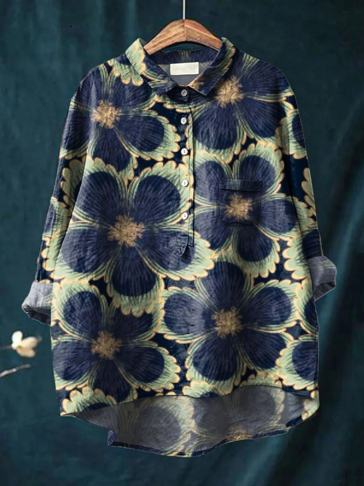 Martha | Afslappet vintagebluse med blomster til kvinder