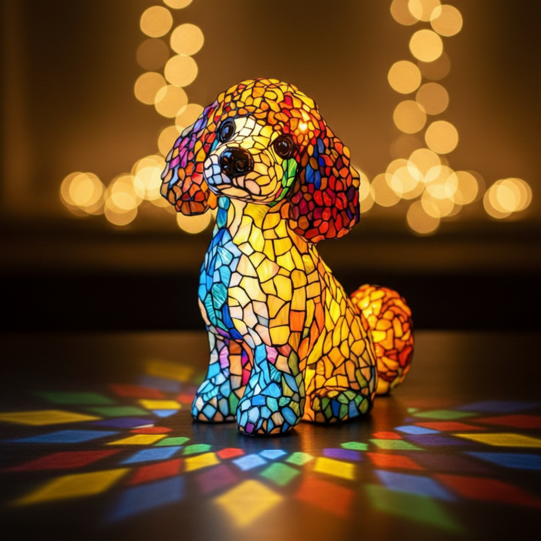 Kunstlampe i Glasmosaik – Graceful Poodle