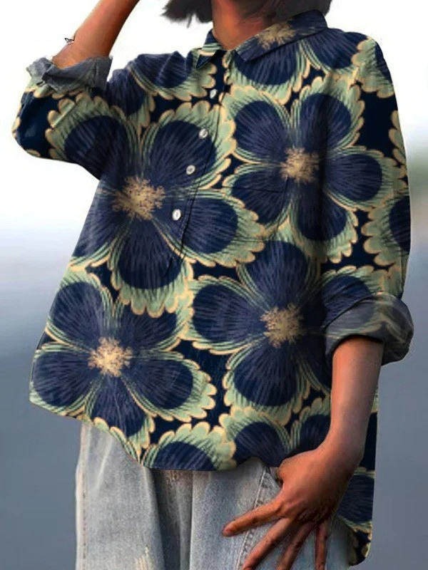 Martha | Afslappet vintagebluse med blomster til kvinder