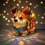 Kunstlampe i Glasmosaik – Shining Corgi