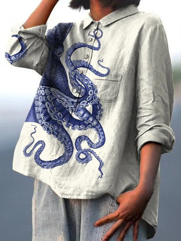 Lotte | Afslappet bluse med blæksprutte-design