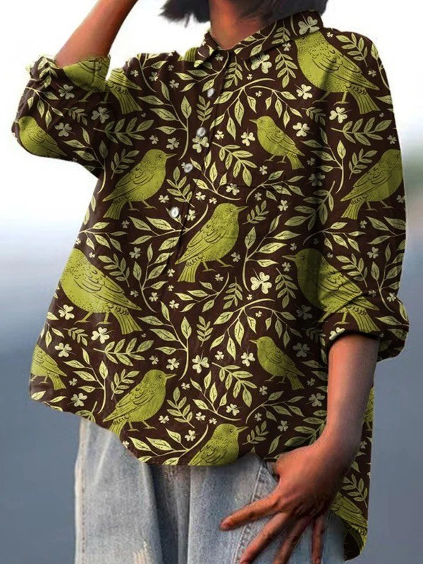 Rose | Vintageinspireret afslappet bluse med blomsterdesign